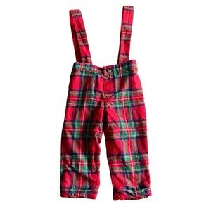Janie and Jack Plaid Suspender Pants 6–12 Months Red Tartan Holiday